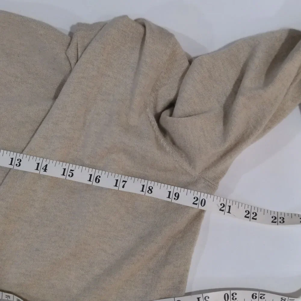 Eileen Fisher Deep V-neck Hooded Sweater Cashmere Blend, Pale Beige, Small/M - Picture 7 of 8